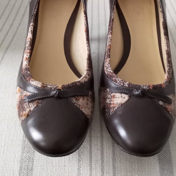 LOFT Shoes - 'ANN TAYLOR LOFT' Tweed & Leather Court Shoes Size 8.5 M EUC